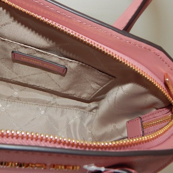 NWT $558 Michael Kors Avril Leather Small TZ MK Logo Rose Satchel Crossbody Bag - Picture 12 of 12